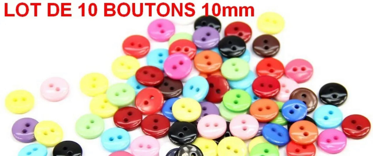 ❤️ LOT EXCEPTIONNEL 10 BOUTONS COULEUR FUN 10MM SCRAPBOOKING MERCERIE