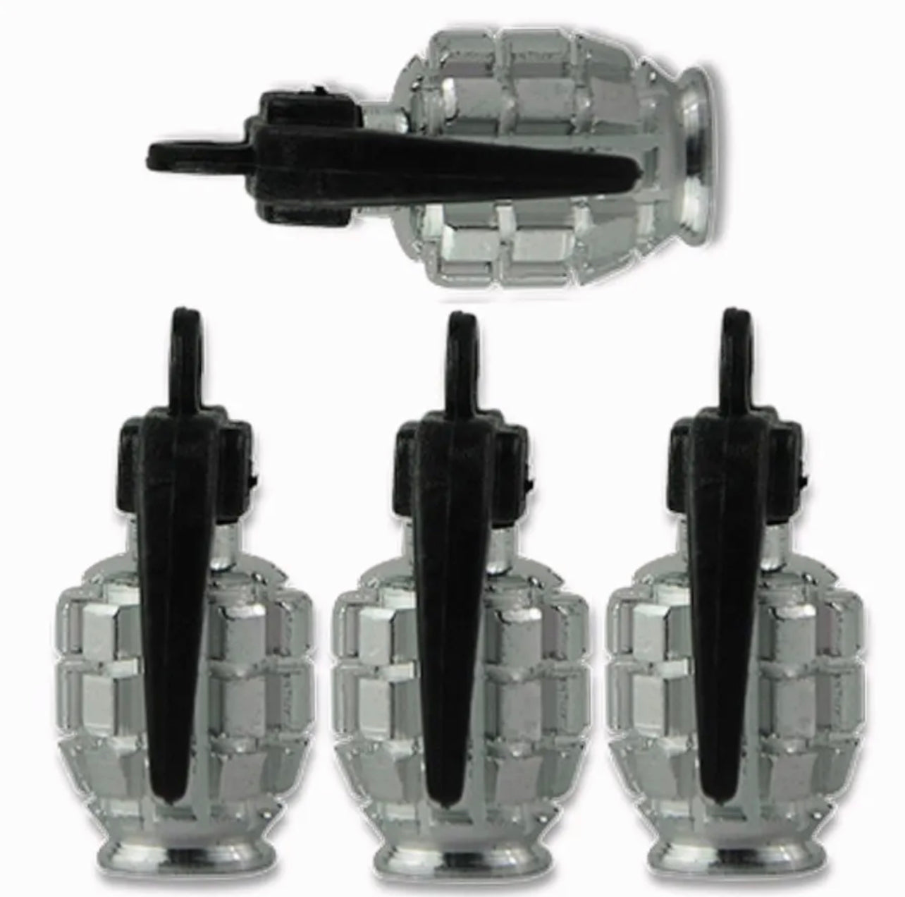 2 Bouchons de Valve Grenade Couleur Argent Valve Caps
