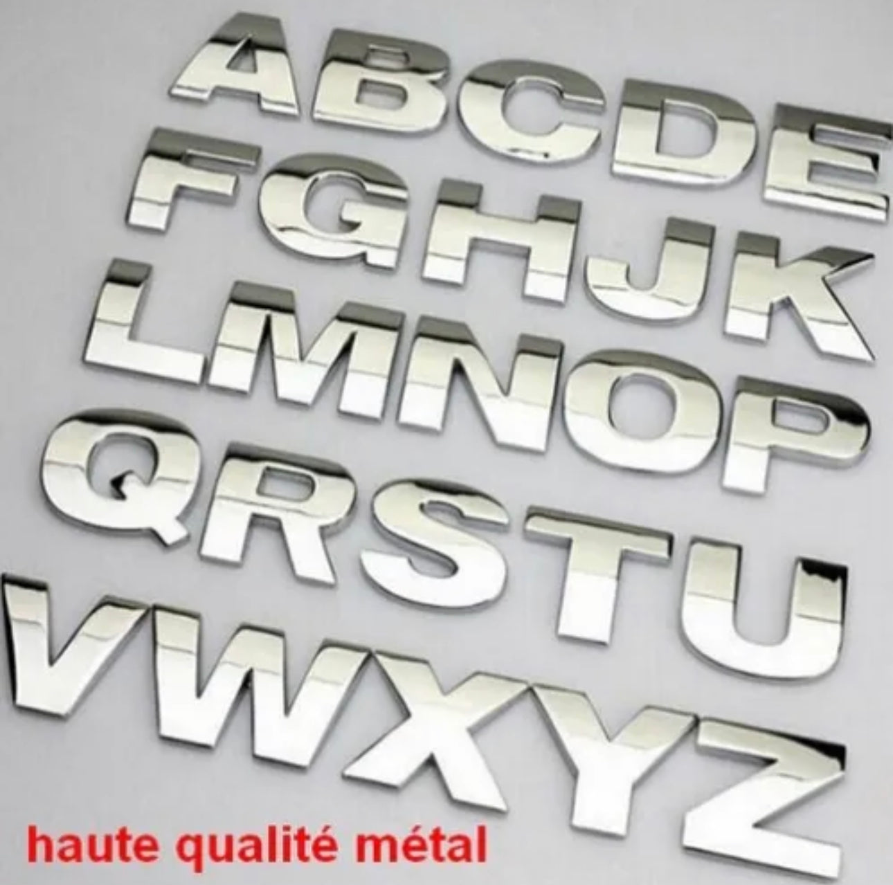 Lettre ou chiffre adhésif 3D Metal haute qualité – Taquinemoi