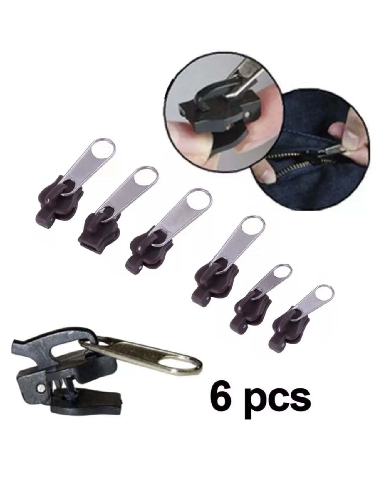 Kit de 6 zippers réparation fermeture éclair Rapide Noir Zip Vendeur Français
