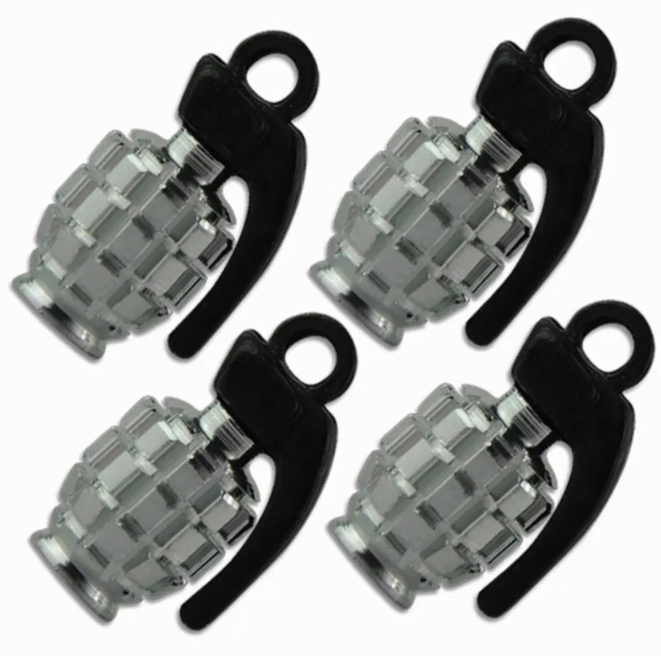 2 Bouchons de Valve Grenade Couleur Argent Valve Caps